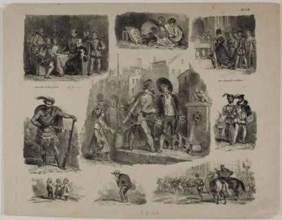Sheet of Sketches, 1829, Denis Auguste Marie Raffet (French, 1804-1860), published by Chez Gihaut