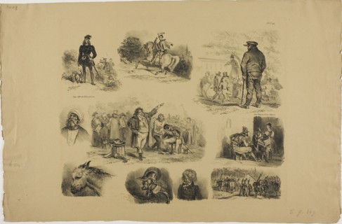 Sheet of Sketches, 1829, Denis Auguste Marie Raffet (French, 1804-1860), published by Chez Gihaut