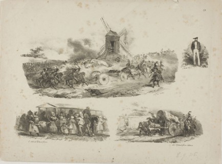 Sheet of Sketches, 1829, Denis Auguste Marie Raffet (French, 1804-1860), published by Chez Gihaut