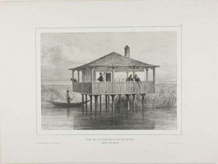 Hungarian Military Colony Post, Left Bank of the Danube River, 1838, Denis Auguste Marie Raffet