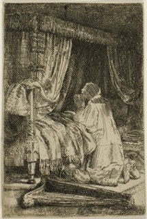 David in Prayer, 1652, Rembrandt van Rijn, Dutch, 1606-1669, Holland, Engraving on paper, 141 x 94