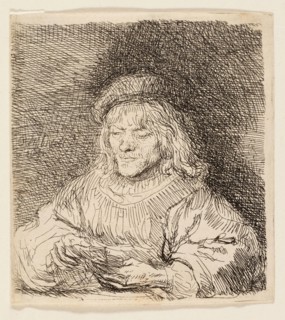 The Card Player, 1641, Rembrandt van Rijn, Dutch, 1606-1669, Holland, Etching on paper, 90 x 80 mm