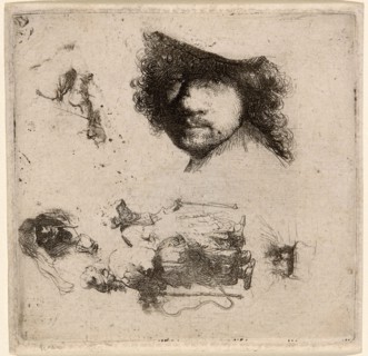 Sheet of Studies: Head of the Artist, a Beggar Couple, Heads of an Old Man and Old Woman, etc.,