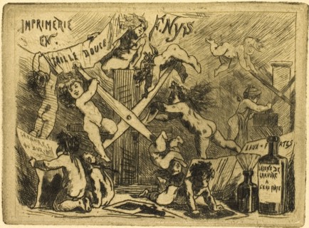 The Press, 1878, Félicien Rops, Belgian, 1833-1898, Belgium, Etching and drypoint on tan wove