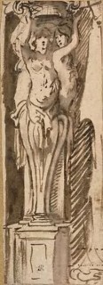 Three Caryatids Supporting a Basket, n.d., Unknown Flemish Artist, possibly Philip Fruytiers