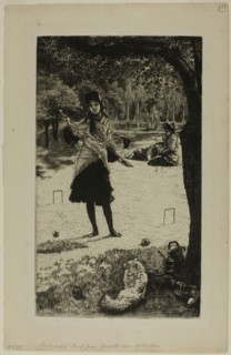 Croquet, 1878, James Tissot, French, 1836-1902, France, Etching and drypoint on cream laid paper,