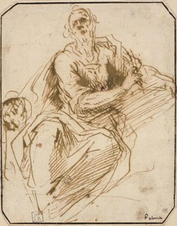 Study for St. Mark (recto), Sketch of Half-length Male Figure, Looking Upwards to Right (verso),
