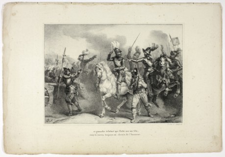 ce panache éclatant qui flotte sur ma tête…, 1825, Horace Vernet (French, 1789-1863), poem by