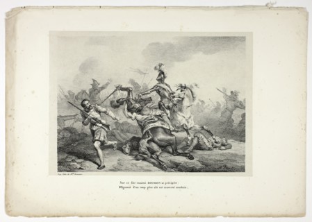 Sur ce fier ennemi BOURBON se précipite…, 1825, Horace Vernet (French, 1789-1863), poem by Voltaire