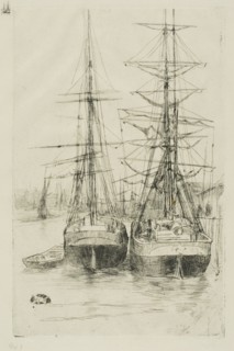Two Ships, 1875, James McNeill Whistler, American, 1834-1903, United States, Etching and drypoint