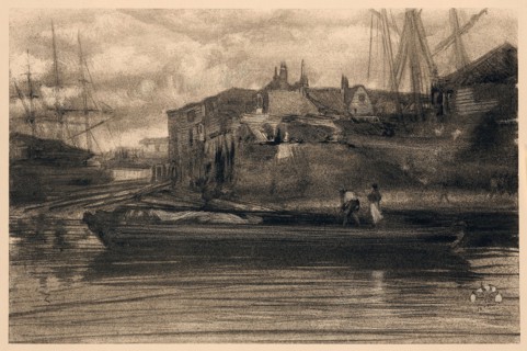 Limehouse, 1878, James McNeill Whistler, American, 1834-1903, United States, Lithotint in black ink
