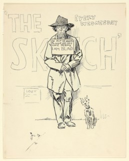 Blind Beggar and Dog, 1894, Philipp William May, English, 1864-1903, England, Pen and black ink