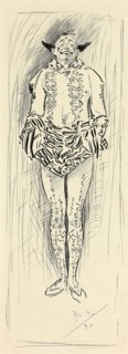 Pierrot, 1895, Philipp William May, English, 1864-1903, England, Pen and black ink over traces of