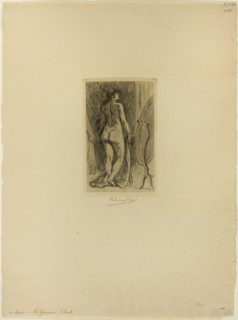 Standing Woman with a Fur, 1879, Félicien Rops, Belgian, 1833-1898, Belgium, Heliogravure, with