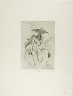 Warrior, 1882, Félicien Rops, Belgian, 1833-1898, Belgium, Heliogravure, with drypoint and