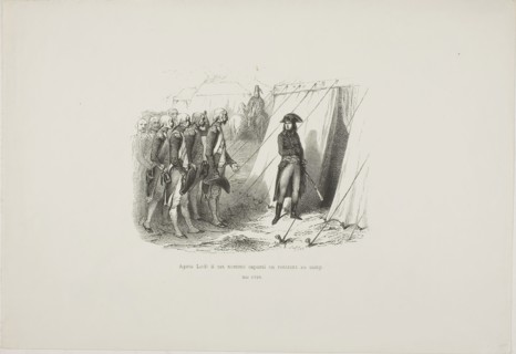 After Lodi, he is named corporal upon returning to camp, published 1839, Quartley (19th century),