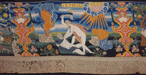 Valance or Frieze (Unfinished), 1601/25, England, Linen, plain weave, embroidered with wool and