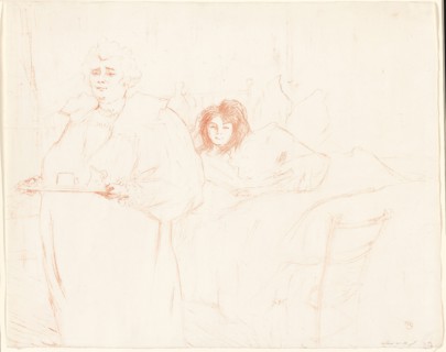 Woman with a Tray—Breakfast (Madame Baron and Mademoiselle Popo), plate two from Elles, 1896, Henri