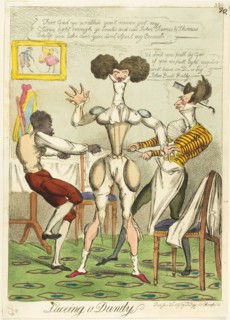 Lacing a Dandy, published January 26, 1819, Unknown Artist (English), published by Thomas Tegg