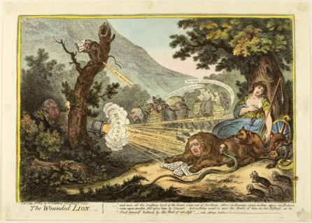 The Wounded Lion, published July 16, 1805, James Gillray (English, 1756-1815), published by Hannah