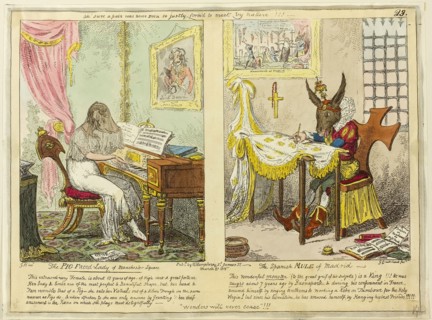 The Pig Faced Lady of Manchester Square and The Spanish Mule of Madrid, published March 21, 1815,