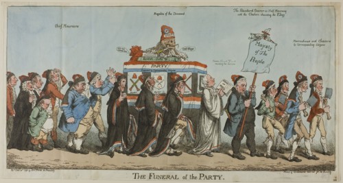 The Funeral of the Party, published October 30, 1798, Charles WIlliams (English, active 1797-1830),