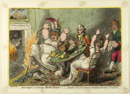 Advantages of Wearing Muslin Dresses!, published February 15, 1802, James Gillray (English,