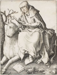 Saint Luke, c. 1508, Lucas van Leyden, Netherlandish, c. 1494-1533, Netherlands, Engraving in black