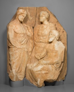 Fragment of a Funerary Naiskos (Monument in the Shape of a Temple), about 330 BC, Greek, Athens,