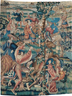 Tapestry (Bear Hunt and Falconry from a Hunts Series), c. 1525, Franco-Flemish, Belgium, Wool and