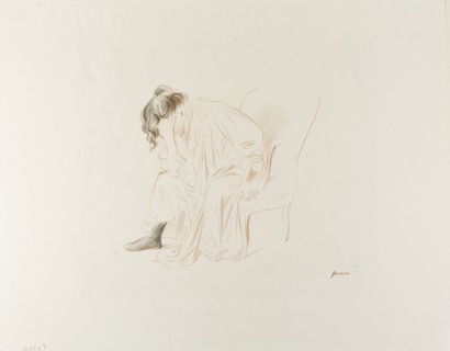 Seated Woman, Head in Right Hand, 1897, Jean Louis Forain, French, 1852-1931, France, Lithograph in