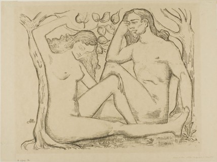 Adam and Eve, 1895, Aristide Joseph-Bonaventure Maillol, French, 1861-1944, France, Zincograph in