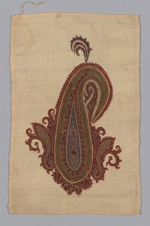 Fragment (From a Shawl), c. 1835, India, India, Wool, twill tapestry, 41.2 x 26.7 cm (16 1/4 x 10