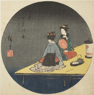 Enjoying the Evening Cool on the Riverbed at Shijo in Kyoto (Kyo Shijogawara yusuzumi), section of
