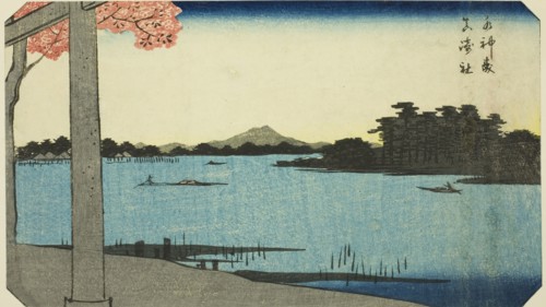 Suijin Woods and the Shrine at Massaki (Suijin no mori, Massaki yashiro), section of a sheet from