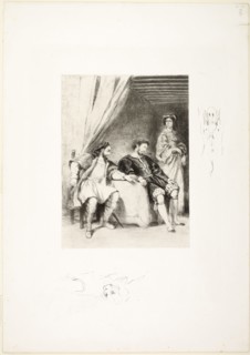 Weislingen Held Prisoner by Goetz, 1821, Eugène Delacroix, French, 1798-1863, France, Lithograph in