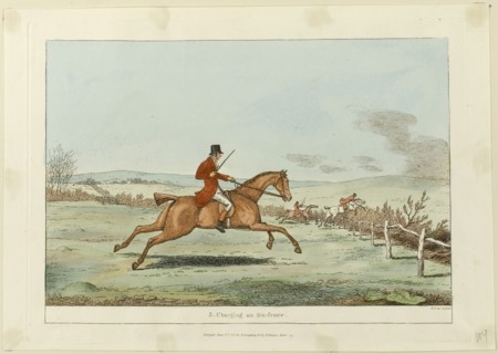 Charging an Ox-fence, plate three from Indispensable Accomplishments, published June 24, 1811, Sir