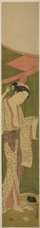 Woman Standing beside a Mosquito Net Reading a Letter, c. 1768/69, Suzuki Harunobu ?? ??, Japanese,