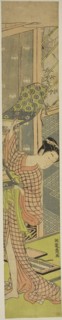 Young Woman Hanging a Painting, c. 1771, Isoda Koryusai, Japanese, 1735-1790, Japan, Color
