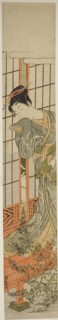 Eavesdropping, c. 1773, Isoda Koryusai, Japanese, 1735-1790, Japan, Color woodblock print,