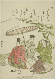 Tsu: Narihira in the Snow at Ono, from the series Tales of Ise in Fashionable Brocade Pictures