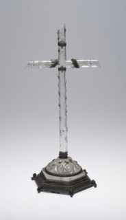 Cross, 19th century, Possibly France, France, Glass or crystal with metal mounts, 43.8 × 20 × 18.7