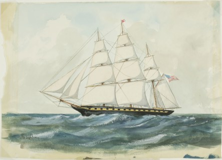 The Boston Clipper, Lightning, 1854, P. Giles, American, 19th century, United States, Watercolor on