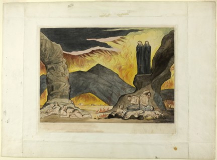 The Circle of the Falsifiers: Dante and Virgil Covering their Noses Because of the Stench. Inferno,
