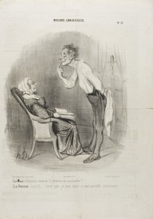 Husband: My dear, how about a first kiss on my chin? The wife (aside): To think that I am married