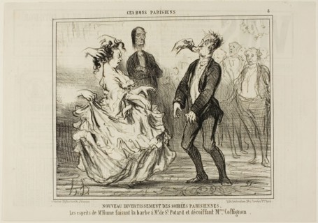 New Entertainment at the Parisian Evening Parties. The spirit of Mr. Hume shaving the beard of