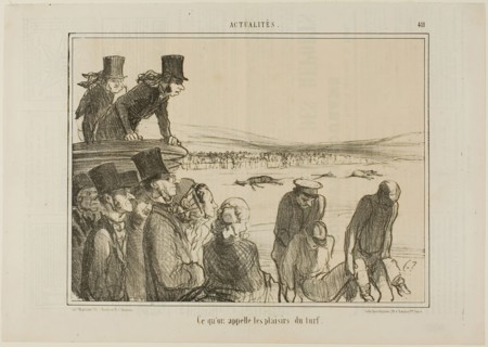 These are the joys of horseback racing, plate 411 from Actualités, 1857, Honoré Victorin Daumier,