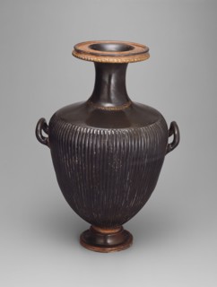 Hydria (Water Jar), 350/330 BC, Greek, Campania, Italy, Puglia, terracotta, black-glaze technique,