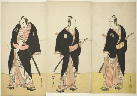 The Actors Ichikawa Danjuro V as Gokuin Sen’emon (right), Bando Mitsugoro I as An no Heibei