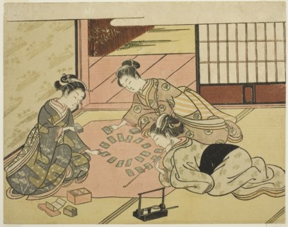 Young Women Playing Poem Cards, c. 1766/67, Suzuki Harunobu ?? ??, Japanese, 1725 (?)-1770, Japan,